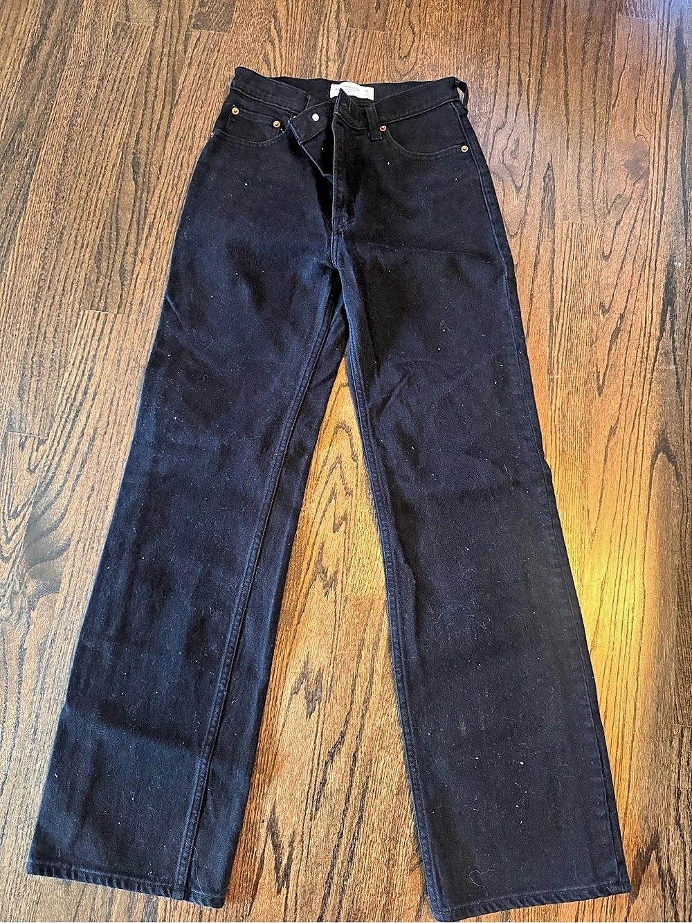 Abercrombie & Fitch High Rise Bootcut Jeans Black Waist 26 Long